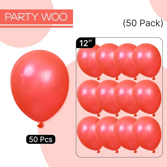 PartyWoo Pearl Red Balloons 50pcs Latex Helium Balloons 12 Inch | Graduation - Image 6