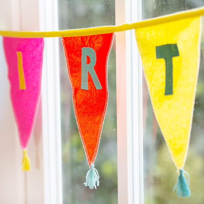 Talking Tables Fabric Rainbow Happy Bunting Banner - 10ft | Triangle Flag - Image 5