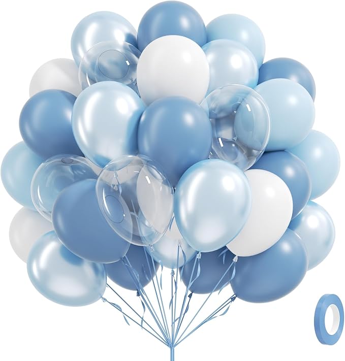 60pcs Dusty Blue Balloons 12inch by BAUANOOY