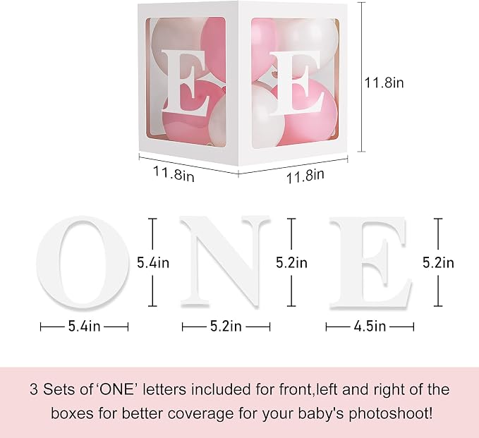Baby Girl First Birthday Party Decorations 'ONE' Letters Individual Three White - Image 5