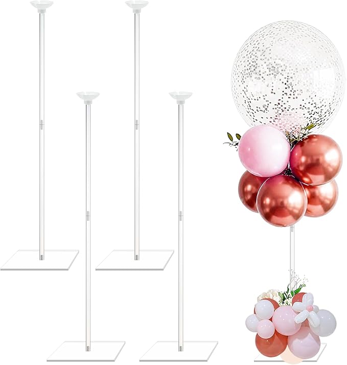 4 Pack Clear Acrylic Balloon Stands by Yudlto
