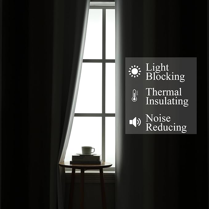 Brown and Greyish White Blackout Curtains 54 Inch Length, Full Light Blocking - Image 3