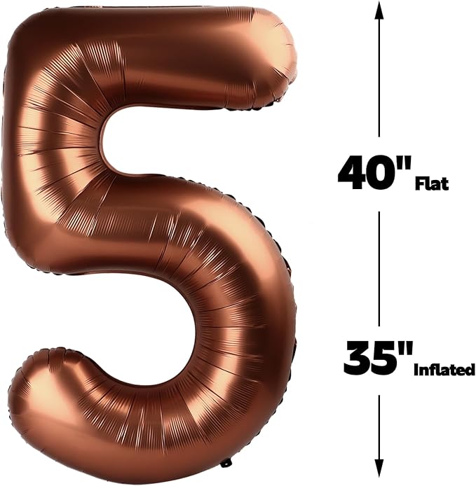 Coffee Brown Number 5 Balloon 40 inch, Birthday Party Balloons Decorations | - Image 3