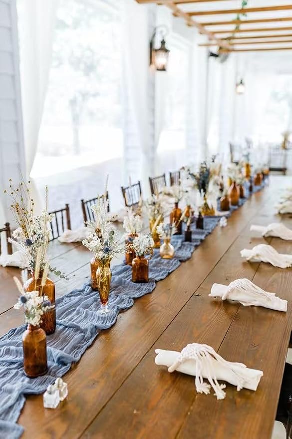 6Pack Dusty Blue Cheesecloth Table Runner 20 x 120 inch Gauze Table Runner | - Image 8
