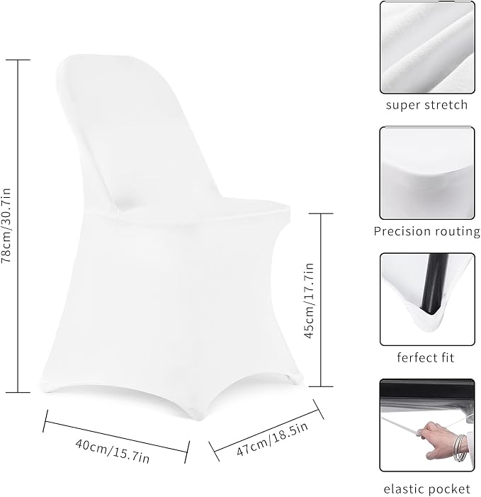 HAINARverS Stretch Spandex Folding Chair Covers 30PCS Universal Fitted Chair - Image 3