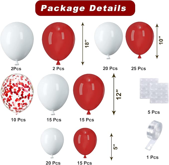 Red White Balloons Arch Kit - Image 2