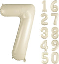 40 inch Cream White Number Balloon Giant Foil Helium Balloons Beige Number 7 by Yeodong