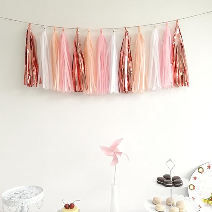 We Moment 20pcs Shiny Tassel Garland Banner Tissue Paper Tassels - Image 3