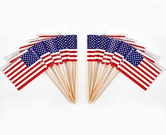 CYPS 100 Pcs USA American Flag US Toothpick Flags, Small Mini Stick Cupcake by JAVD