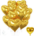 Gold Heart Balloons, 18inch Bright Gold Heart Shaped Foil Balloons 12Pcs Helium by Wuhetyo