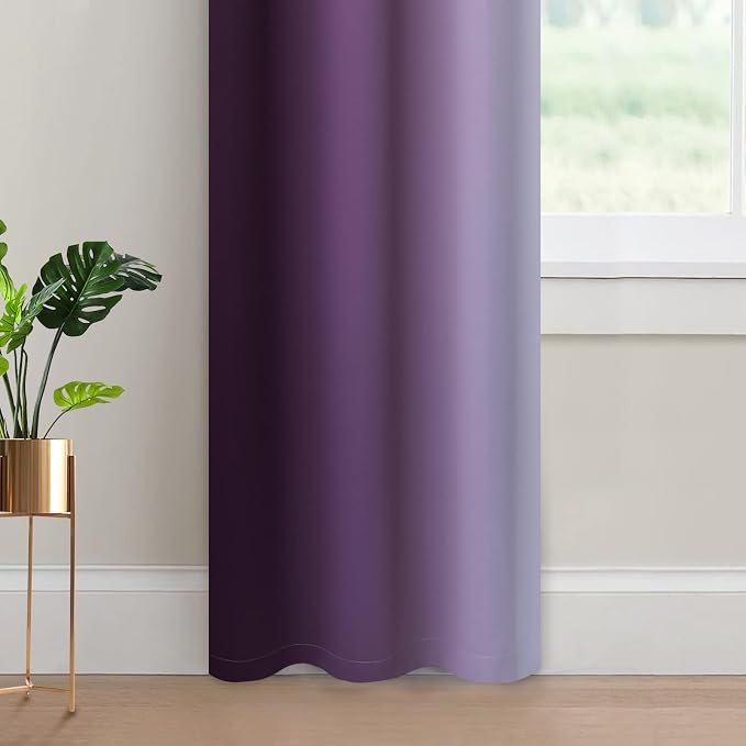 Yakamok Ombre Curtains Purple and Greyish White - Image 4