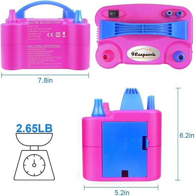 FLSEPAMB Electric Balloon Pump, Portable Dual Nozzle Balloon Inflator Pump - Image 3