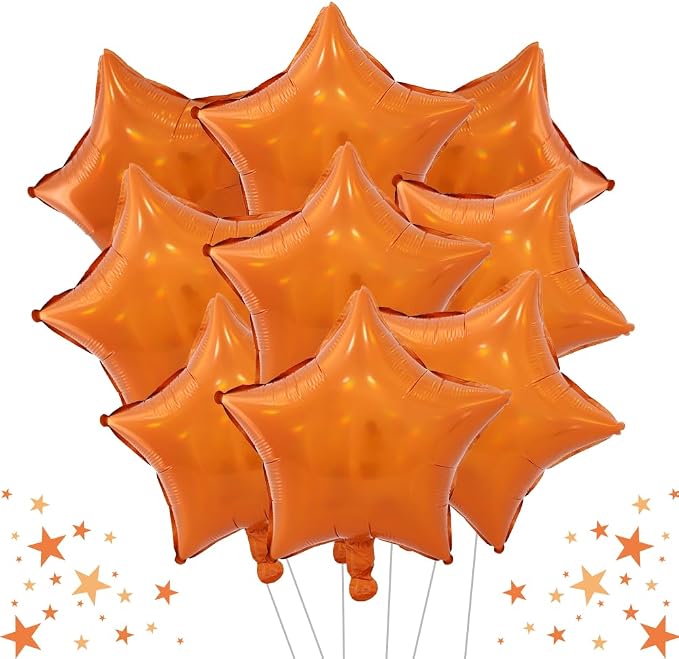 TONIFUL 15 Pcs Star Shaped Balloons 18 Inch Iridescent Orange Foil Balloon | by TONIFUL