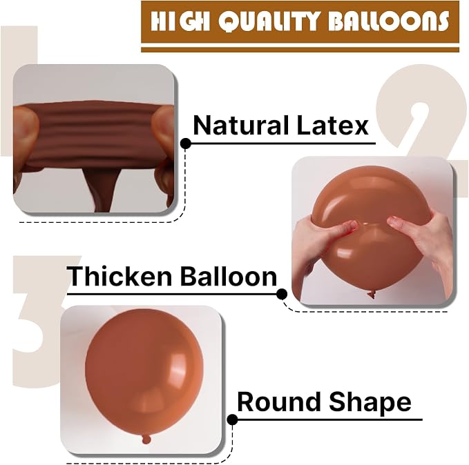 PartyWoo Dark Brown Balloons 140pcs Boho Neutral Coffee Tan Color | 18 12 10 5 - Image 9