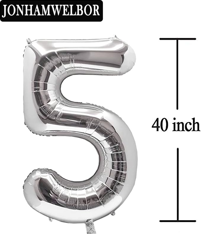 Jonhamwelbor 50 Number Balloons Silver 50 Years old Big Large Giant Jumbo Foil - Image 2