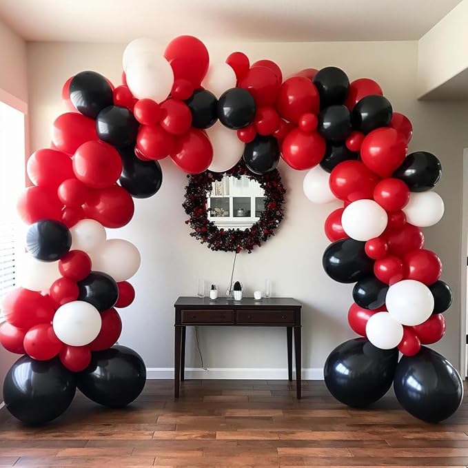 Voircoloria 148pcs Red Black White Balloons Arch Kit, 18 12 10 5 Inch | - Image 7