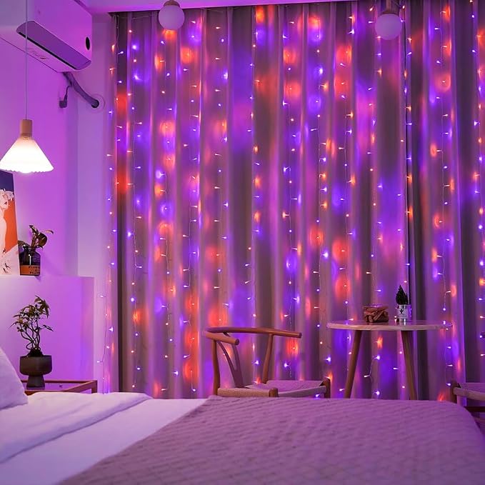 JMEXSUSS 300LED Halloween Curtain Lights, 9.8x9.8ft | Remote, Plug in, Window - Image 7