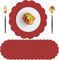 60 Pcs Red Paper Placemats, 13.5 Inch Disposable Scalloped Table Mats | Thick by NatNarr