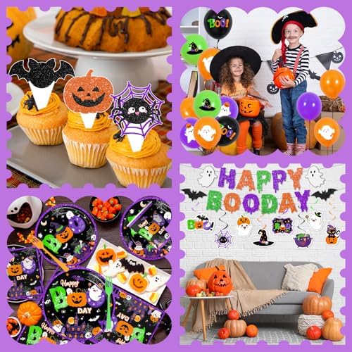 Halloween Birthday Party Decorations - 193Pcs Happy Boo Day Themed Tableware Cute Set Ghost Halloween Birthday Party Supplies - Image 4