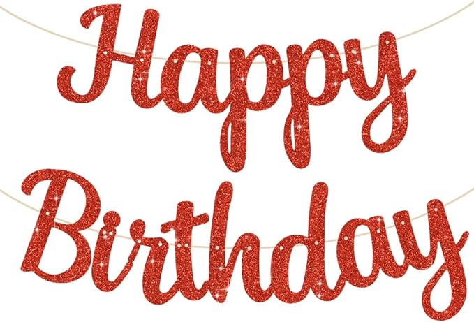 BEISHIDA Glitter Red Happy Birthday Banner Party Decoration NO DIY, 10Feet | by Beishida