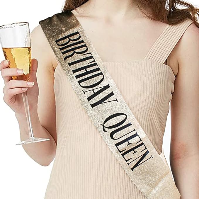 COCIDE Birthday Decorations for Women Sash and Tiara Crown for Party Gold | - Image 3