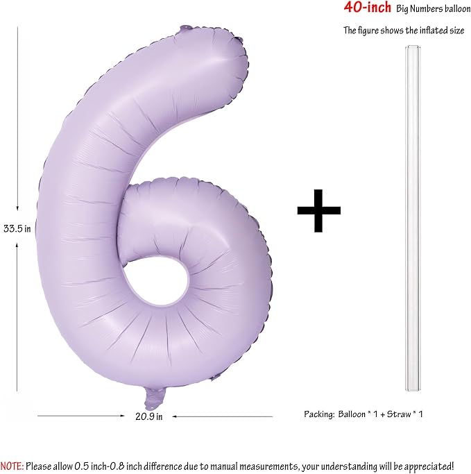 40 In Matte Purple Number Balloons Helium Foil Mylar Balloon Digital 6 | Perfect - Image 2