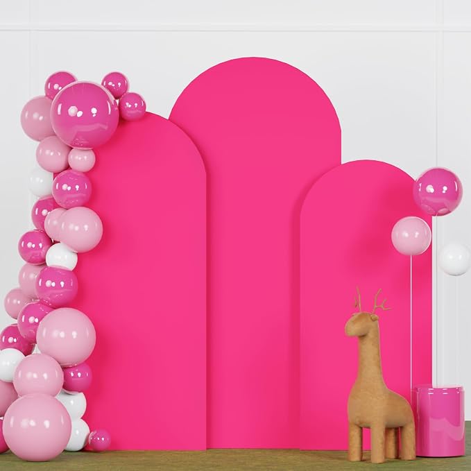 FANPROMS Arch Covers Set 6FT 6.6FT 7.2FT Hot Pink Wedding Arch Cover by FANPROMS