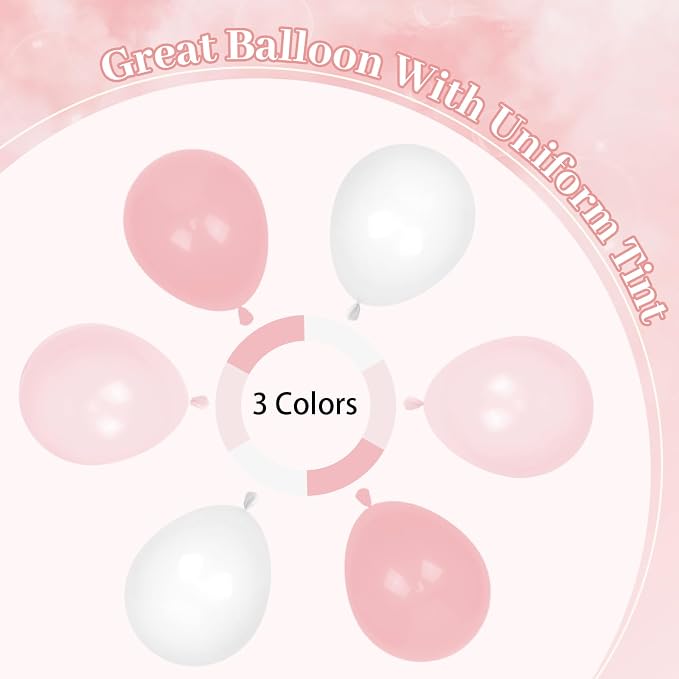 60pcs Light Pink Balloons with Clear Pastel Pink and White Balloons - Image 2
