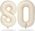 80th Birthday Balloons Cream for Women, 40 Inch Giant Beige Foil Number 80 by Lingqiang