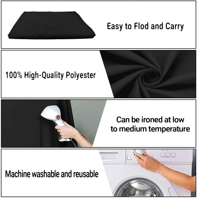 Black Photography Backdrop for Photoshoot, Fabric 10x20ft | Polyester Studio - Image 7