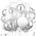 White and Silver Balloons, Metallic Silver and White Balloons Pearl White by Paready