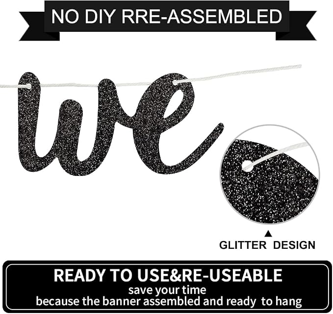 BEISHIDA Glitter Black Good Luck We Will Miss You Banner Party Decor No DIY | - Image 2