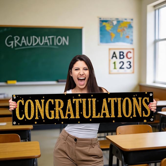 Congratulations Banner Decor, Elegant Celebration Decoration - Image 5
