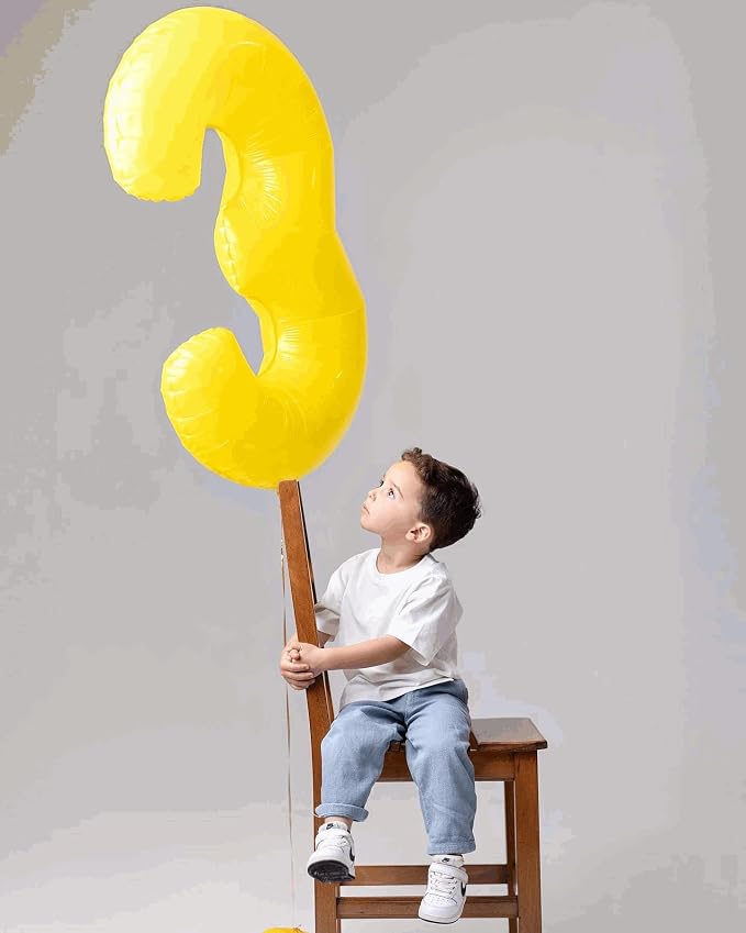 4 Balloon - Macaron Yellow Birthday Number Balloons, 40 Inch Decorations | - Image 2