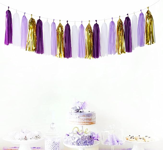 Purple-Gold Party Decoration Tassel Garland - Image 3