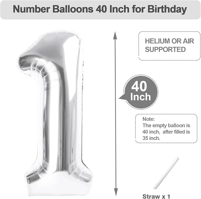 Number Balloons 40 Inch Silver 0 Balloon - Image 5