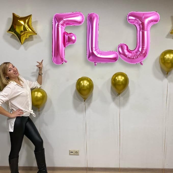 TONIFUL 40 Inch Large Rose Red Letter J Balloons, Giant Hot Pink Alphabet - Image 6