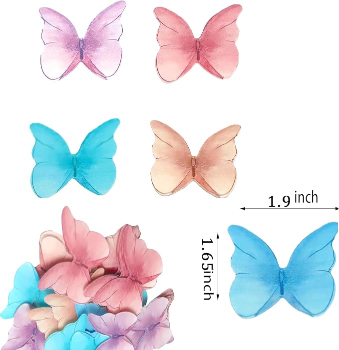 48Pcs Edible Butterflies for Cake Decorating Wafer Paper Butterfly Cupcake - Image 2
