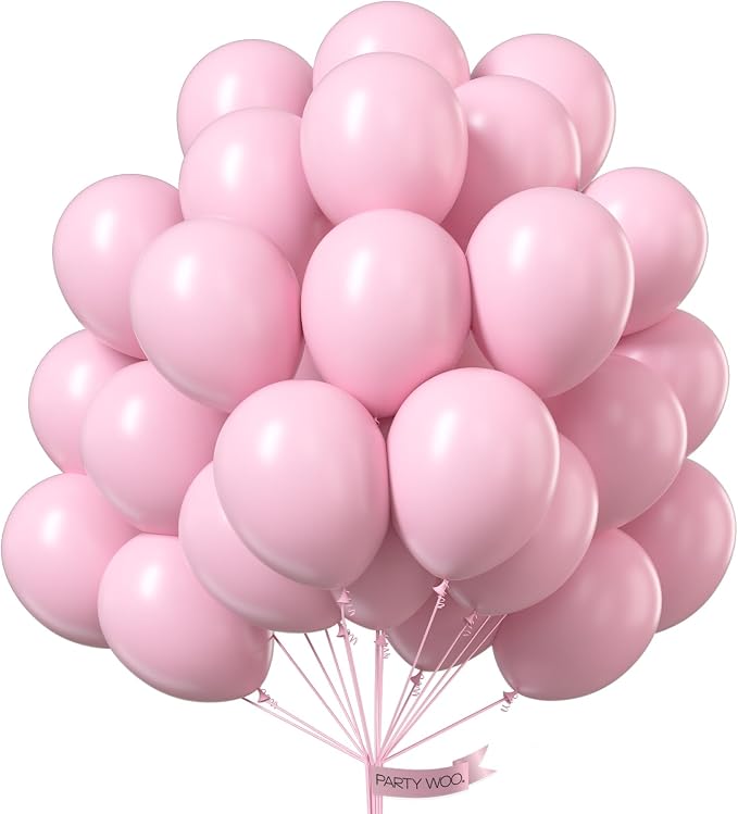PartyWoo Baby Pink Balloons 50pcs Pastel Pale Light Pink Color | 12 Inch by PartyWoo