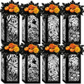 8 Pcs Halloween Table Centerpieces Floral Vase Boxes Spooky Silhouette Cutout Paper Lantern Spider Web Ghost Goodie Candy Boxes for Indoor Table Decor, Party Supplies 5x5x9.5in by Urlax