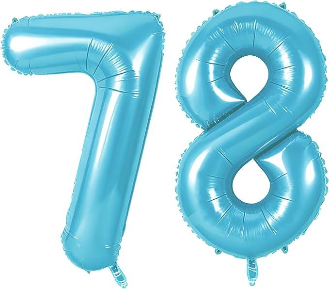 Number 78 Balloons for 78th Birthday Party Decorations, 0-100 Large No.78 by Joycard