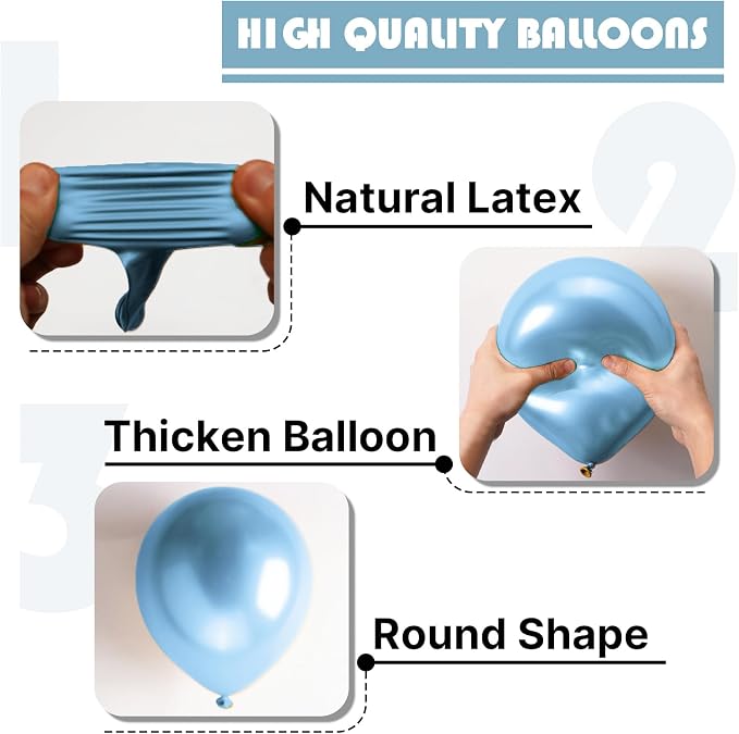 PartyWoo Metallic Blue Balloons, Balloon Garland or Arch Decorations, Wedding | - Image 7