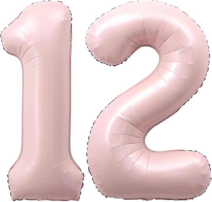 40 Inch Light Pink Number 12 Balloon 0-9 12th Foil Big Giant | Digital by SULALABOO
