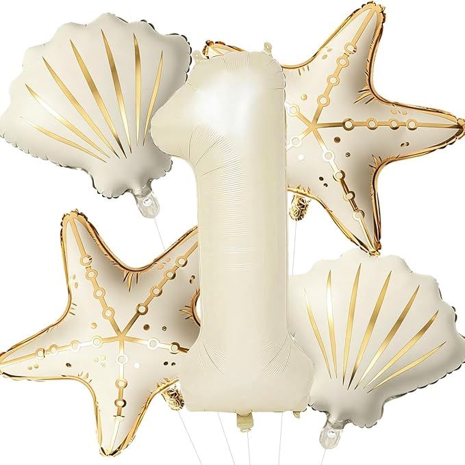 5 Pcs Starfish Seashell Balloons Set Under the Sea Party Decorations | 40 Inch by Unknown