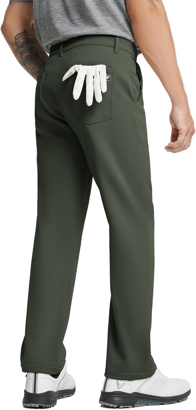 M MAELREG Golf Fleece Lined Pants Men Softshell Water-Resistant Workout Casual Outdoor Hiking Insulated Winter Pants for Men