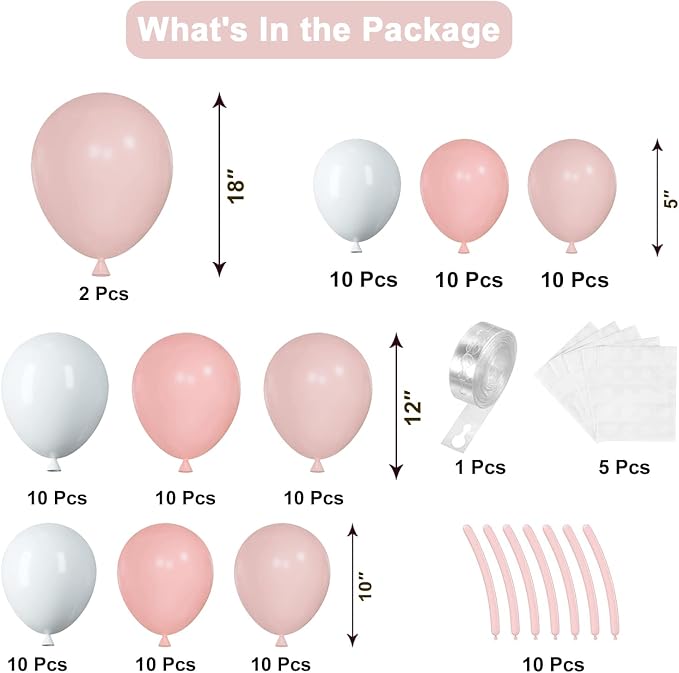 Bow Pink and White Balloon Arch Kit - Image 2