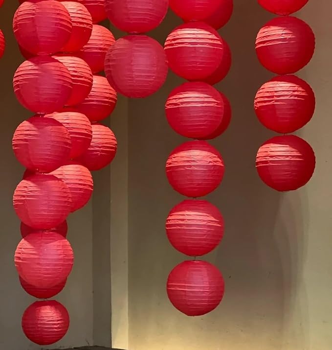 12Pcs 6, 12 Inch Mixed Sizes Red Paper Lanterns Decorative Chinese, Japanese - Image 8