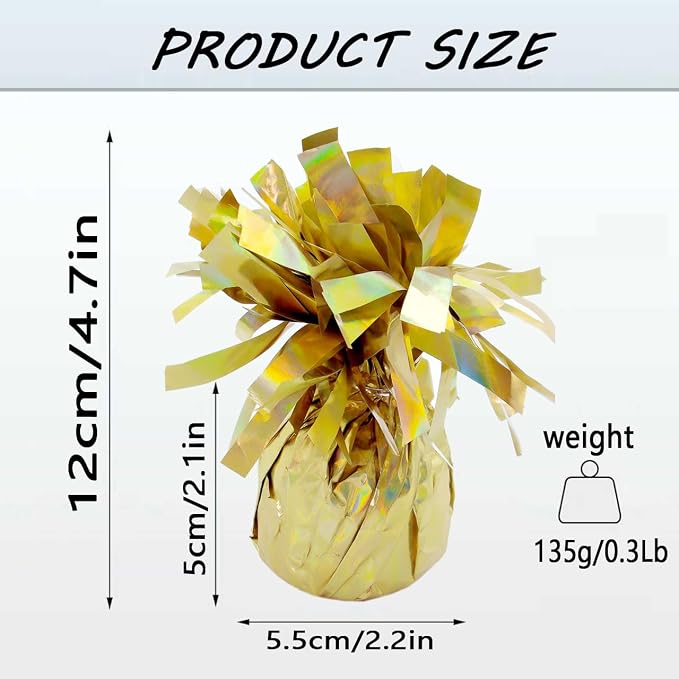 Metallic Gold Balloon Weights, 6 Pack | Metallic gold PET film; helium balloon - Image 2