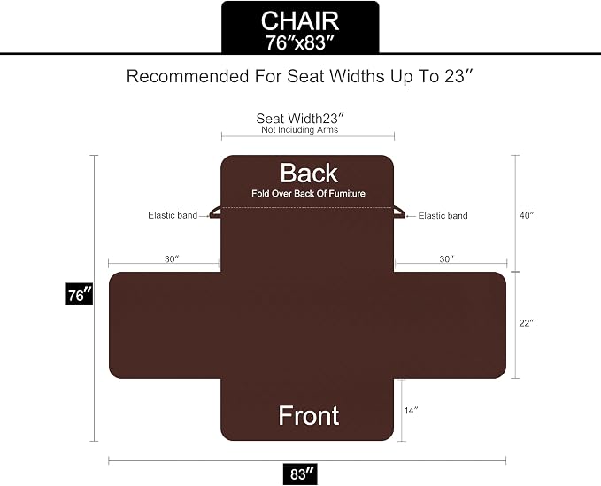 U-NICE HOME Reversible Recliner Chair Covers, Light Blue/Beige | 23''Armchair - Image 6