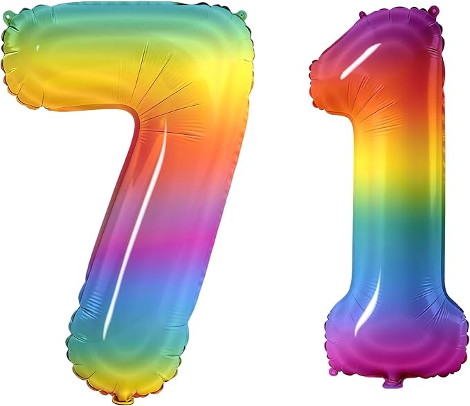 Number 71 Balloons for 71st Birthday Party Decorations, 0-100 Large No.71 by Joycard